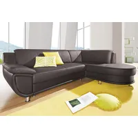 Ecksofa TRENDMANUFAKTUR "Rondo, L-Form" Sofas Gr. B/H/T: 265cm x 85cm x 190cm, Kunstleder SOFTLUX, Ottomane rechts, ohne Federkern, ohne Bettfunktion, braun wahlweise mit Federkern, Bettfunktion