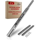 LouMaxx Schubladenschienen 246mm 17mm Nut – 1 Paar (links/rechts) – Auszugsschienen mit Ausrollsicherung – Schubladenauszug für Holzschubladen mit 17mm Führung, einfache Montage, inkl. Schrauben