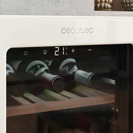 Cecotec Weinkühlschrank 24 Hit Beige. Beige mit LED-Steuerung, Temp. 5-20oC, NoFrost, Holzregale, Innenbeleuchtung, Belüftung