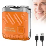 Rasierer Herren Elektrisch, 2024 Neuest Tragbarer Elektrischer, IPX7 Wasserdichter USB Mini Rasierer 6D Flexibler Mini Rasierer Herren Elektrorasierer Herren für Nass und Trockenrasierer (Orange)