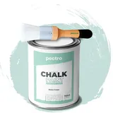 PECTRO PACK Kreidefarbe für möbel 750ml + Malerpinsel speziell für Chalk Paint - Möbellack Natürlicher Kreideeffekt - Farbe für Holz (Wassergrüne)