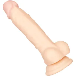 Naturdildo mit Hoden und Saugfuß, 17 cm, natur-hell