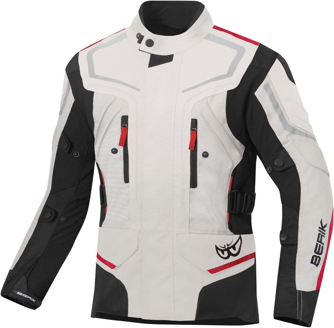 Berik Rallye Waterdichte motorfiets textiel jas, zwart-rood-beige, 56
