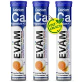 EVÄM Calcium Magnesium D3 Brausetabletten Geschmack Mandarine 3x 15 Stück Nahrungsergänzungsmittel Unterstützung von Knochen und Muskeln vegan ...