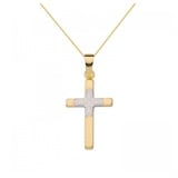 HOPLO Kreuzanhänger Anhänger Kreuz mit massiver Goldkette 1,1 mm 333-8 Karat Gold, Made in Germany 38 cm