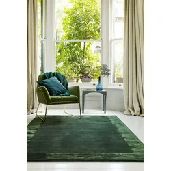 KADIMA DESIGN Teppich Wolle-Viskose-Mix einfarbig  120x170 cm  Grün  Handgefertigt  Strapazierfähig