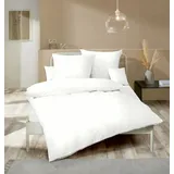 KAEPPEL Fein Biber Bettwäsche Einfarbig Weiß Modern zeitlos versch. Größen, Größe:155x220cm Bettwäsche