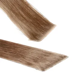 hair2heart Invisible Tape Extensions Premium Echthaar #8/01 Hellblond Natur-Asch 40cm Hellbraun Damen 