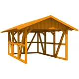 SKANHOLZ Skan Holz Carport Schwarzwald m. Dachschalung u. Rückwand 424 x 600 cm Eiche