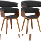 CLP 2er Set Esszimmerstuhle Bruce Stoff walnuss/schwarz
