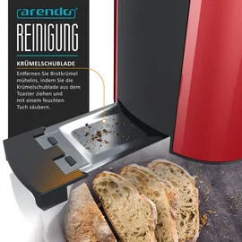 Arendo Toaster Edelstahl, mit Brötchenaufsatz, Display - Touch, wärmeisoliert, verschiedene Schlitze