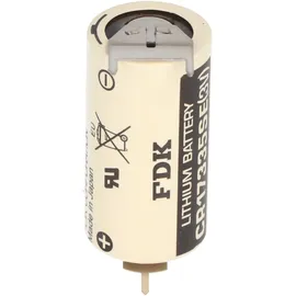 Panasonic CR17335SE Lithium Batterie mit 3er Print Anschlüssen, 1er Print auf +Pol, 2er Print auf -Pol, Rastermaß 10mm