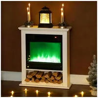 autolock Elektrokamin Elektrokamin mit LED Flammeneffekt und Fernbedienung 1800W, Standkamin Dekokamin Elektrisch Kaminfeuer Kaminofen Weiß weiß