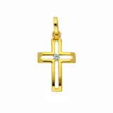 Adelia ́s Kettenanhänger Kreuzanhänger 333 Gold (8K) mit Zirkonia, Goldanhänger Kreuz goldfarben