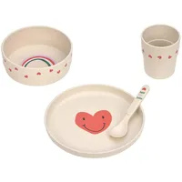 Lässig Kindergeschirr Set (Teller, Becher, Schälchen, Löffel) ohne , BPA-frei, für Spülmaschine und Mikrowelle/Dish Set Happy Rascals Heart lavender