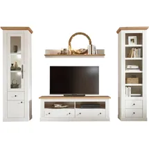 Home Affaire Wohnwand HOME AFFAIRE "Westminster TOPSELLER", weiß (pinie weiß, wotan eiche), B:315cm, Holzwerkstoff, Kastenmöbel-Sets, Holz Wohnwände Wohnwand, im romantischen Landhausstil