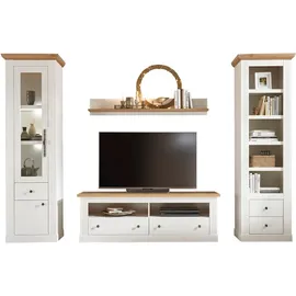 Home Affaire Wohnwand HOME AFFAIRE "Westminster TOPSELLER", weiß (pinie weiß, wotan eiche), B:315cm, Holzwerkstoff, Kastenmöbel-Sets, Holz Wohnwände Wohnwand, im romantischen Landhausstil