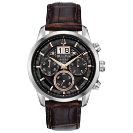 BULOVA Herren Analog Quarz Uhr mit Leder Armband 96B311