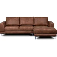 KONSIMO® Ecksofa HOLCO Ecksofa rechts, zeitloses Design, hohe Beine, Öko-Leder braun