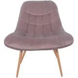 Dynamic24 Sessel XXL Samt rosa Holzoptik Relaxsessel Polstersessel Loungesessel
