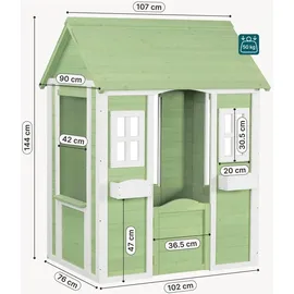 [en.casa] Spielhaus Kuoldsvin 144 x 102 x 90 cm Grün/Weiß