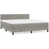 vidaXL Boxspringbett mit Matratze Hellgrau 180x200 cm Samt