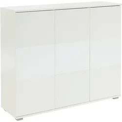 Hochkommode PRIESS, weiß (weiß, weißglas), B:123cm, Sideboards, Türkommode