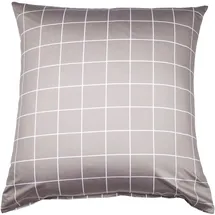 JANINE Wendebettwäsche Karo Streifen modern classic Kissenbezug einzeln 80x80 cm, | vulkan - grau