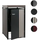 1er-Mülltonnenverkleidung HWC-O67, Mülltonnenbox mit Pflanzkasten, Metall 125x68x84cm 35kg ~ anthrazit Holzoptik hell