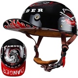 Motorrad Halbschalen Halbhelm Halbschalenhelm Baseballmütze-Helm Baseball Cap Motorradhelm Mit ECE-Zulassung Cruiser Chopper Scooter Helm Für Bike Cruiser Chopper Moped Scooter,D-M =(57〜58CM)