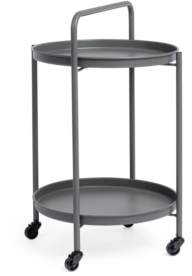 Gartenservierwagen Austin aus Metall, modern, anthrazit, mit Rollen und abnehmbarem Tablett