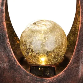 GLOBO Solarlampe Gartendeko Skulptur LED Mondsichel Solarleuchte Garten, Glaskugel Crackle, 2er Set