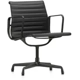 Vitra Besucherstuhl Alu-Chair Leder Premium F schwarz, Designer Charles & Ray Eames, 57.5x83x59 cm