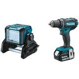 Makita DEADML811 Akku-Lampe DML811 & DDF482RFJ Akku-Bohrschrauber 18V / 3,0 Ah, 2 Akkus + Ladegerät im MAKPAC Schwarz, Blau