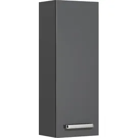 Saphir Hängeschrank SAPHIR "Quickset Wand-Badschrank 25 cm breit mit 1 Tür und 2 Einlegeböden", grau (anthrazit, anthrazit glanz), B:25cm H:70cm T:20cm, Holzwerkstoff, Schränke, Hängeschrank, Badezimmer-Hängeschrank inkl. Türdämpfer, Griffe in Chrom Glanz