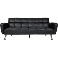 Mendler Sofa HWC-K19, Couch Schlafsofa Gästebett Bettsofa Klappsofa, Nosagfederung Schlaffunktion 203cm - Kunstleder schwarz