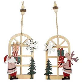 Hti-Living Baumschmuck hohes Fenster, 2er Set Holz