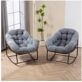 CHICFURN Schaukelstuhl Outdoor Rattan Sessel mit gepolsterter Auflage (Packung, 1 St), Rocker Recliner für Terrasse, Wohnzimmer, Garten, Grau grau