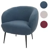 Mendler Lounge-Sessel HWC-O37, Cocktail-/Clubsessel Polstersessel Sessel, Stoff/Textil Bouclé (330g/m2) Metall MVG - blau