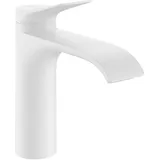 Hansgrohe Vivenis 110 mit Zugstangen-Ablaufgarnitur, Ausladung 146mm, CoolStart Wasserhahn Bad mit Auslauf Höhe mm, Mischbatterie Waschbecken wassersparend (EcoSmart), Mattweiß,