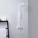 Mariner Linea Duschsystem mit Thermostat, Metall-Stabhandbrause und Edelstahl-Kopfbrause eckig, WLS5301-BO,