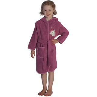 Wörner Kinderbademantel WÖRNER "Einhorn" Gr. 86, light mauve, 86/92, Baumwolle, Hausmäntel, mit Stickerei, mit Tasche, maschinenwaschbar