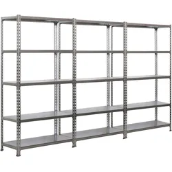 SimonRack Pack mit 3 Simonclick Metallregalen ohne Schrauben.  5 Ebene.  Farbe verzinkt/verzinkt.  2000x1000x400 mm