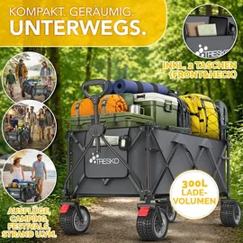 TRESKO Bollerwagen faltbar 300L mit Bremse Anthrazit