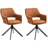 byLIVING Esszimmerstuhl Estelle Set, Bezug braun Gestell Metall schwarz