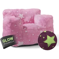 Lumaland Sitzsack Kinder Sessel Glow in The Dark | Kindersofa im Sternen-Design | Indoor Kindersessel fürs Kinderzimmer | Flauschiges & pflegeleichtes Material | ca. 68 x 70 x 60 cm
