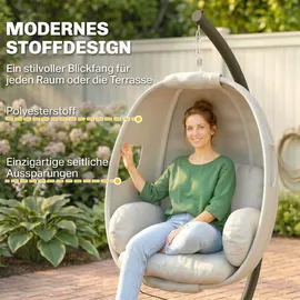 Outsunny Hängesessel oval Hellgrau 1-Sitzer mit Gestell