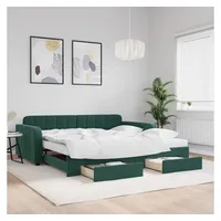 VidaXL Tagesbett Ausziehbar mit Schubladen Dunkelgrün 100x200 cm Samt
