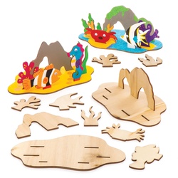 3D-Bastelsets "Meerstiere" aus Holz (pro Set 4) Basteln mit Holz
