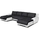 Wohnlandschaft Eckcouch Ecksofa Otis - Big Sofa, Couch mit Schlaffunktion und Bettkasten, U-Sofa, U-Form (Weiß + Schwarz (Madryt 120 + Berlin 02))
